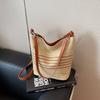Niche Straw Bucket Bag Women's New Seaside Vacation Beach Woven Shoulder Bag Fashion Handbag