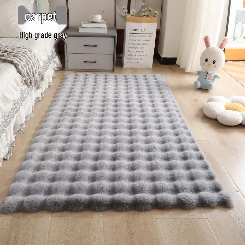 Faux Rabbit Fur Plush Rug - Velvet Bedside & Living Room Mat, Thickened Bay Window Cushion Blanket.