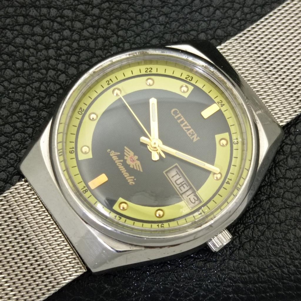 ВИНТАЖНЫЕ МУЖСКИЕ ЧАСЫ CITIZEN AUTOMATIC 8200 JAPAN С ЧЕРНЫМ ЦИФЕРБЛАТОМ a702761-1 R210-a702761