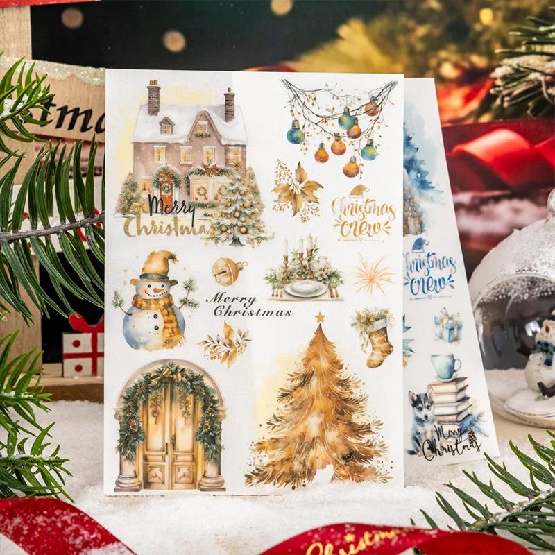 2pcs/Pack Pvc Stickers Christmas Party Creative Waterproof Adhesive DIY Hand Made Collage Junk Journal Scrapbook Supplies