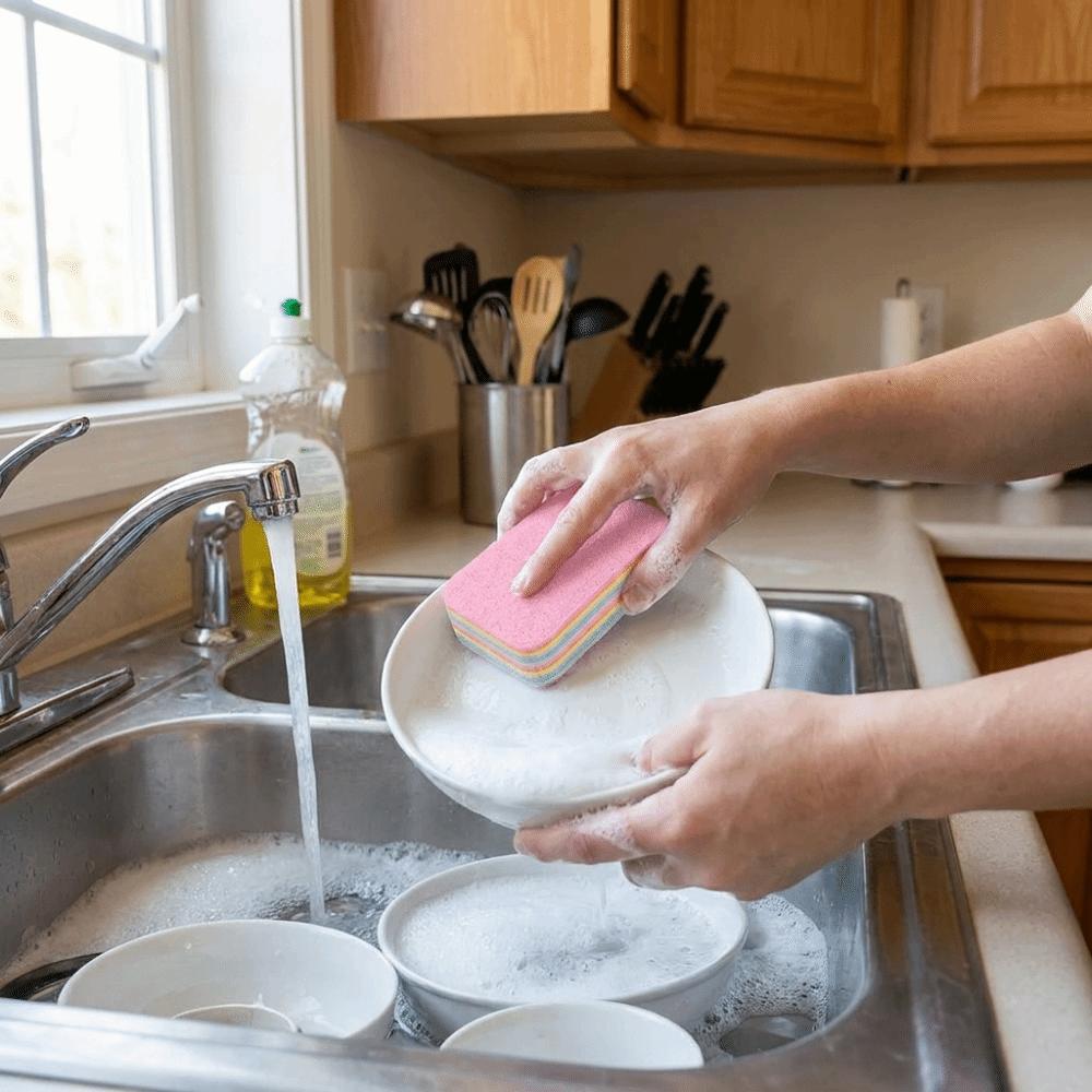 Strong Absorbent Dish Towels Non-stick Oil Scouring Pad Rainbow Colors Wipe Cloth Kitchen Use