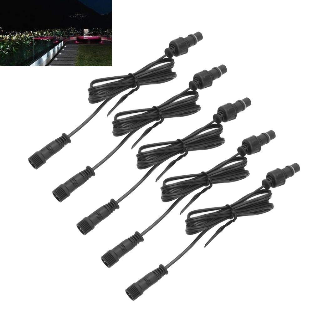 5pcs IP67 Garden Extension Cord 2 Pin Outdoor Extension Cord LED Light Extension Cord Outdoor Use