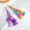 1Pc Hand Woven Nation Hang Bag Fashion Birthday Present Bohemia Wallet Craftsmanship Tassel Keychain Gradient Color Pendant