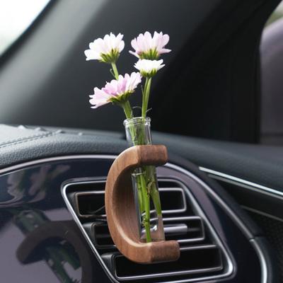 Автомобильный держатель вазы для цветов, украшения, автомобильная цветочная аранжировка, деревянная автомобильная ваза, вентиляционный зажим, декор для приборной панели, уникальный автомобильный аксессуар