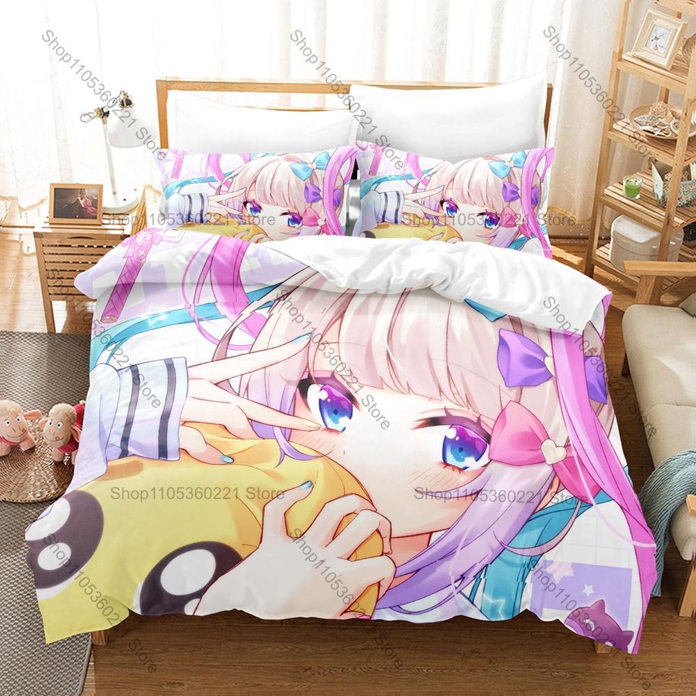 NEEDY GIRL OVERDOSE Пододеяльник + 2 Наволочки, OMGkawaiiAngel KAngel Принт Комплект Постельного Белья Мягкая Ткань Декор Подарок для Аниме Игры