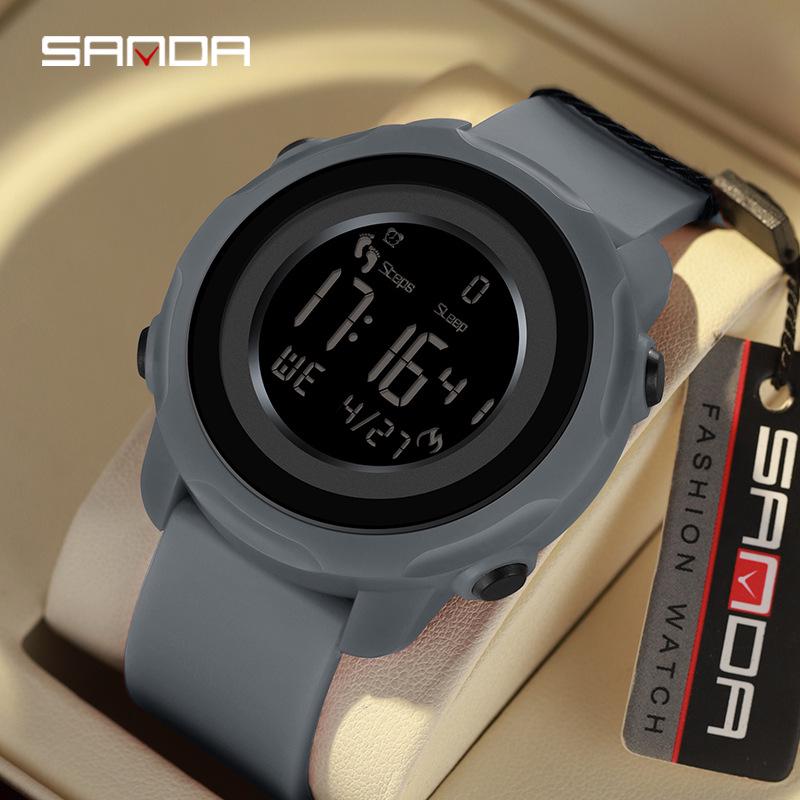 Sanda Waterproof Digital Watch with Step Counter, Calorie Tracker, Alarm, and Multifunctional Features for Outdoor Sports