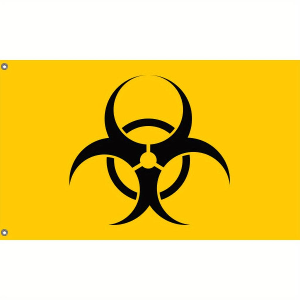 1pc Multi-Size Optional Yellow Biohazard Flag - Unique Design, Durable Stitching, Bright Color, Indoor and Outdoor Use, No Electricity Required, Polye