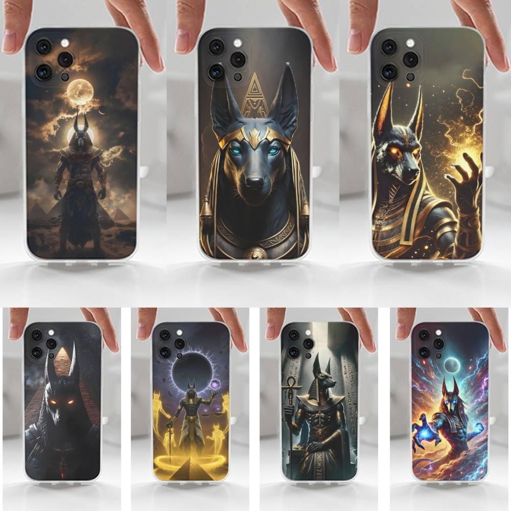 Anubis Egyptian God Phone Case For iPhone 16,15,14,17,13,12,11 Plus,Pro,Max,XR,XS,X,7,8 Plus,SE,Mini,Transparent,Silicone Case