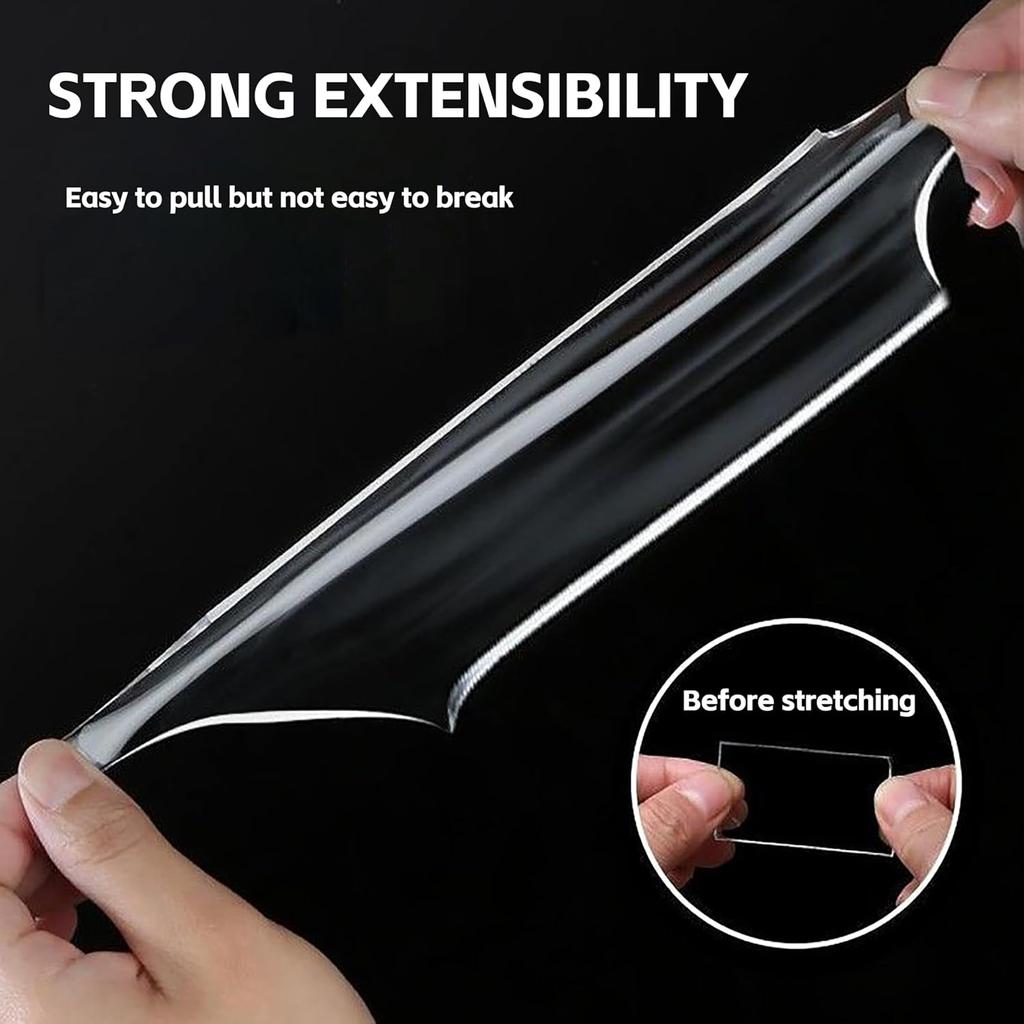 Double Sided Tape Heavy Duty Removable 3.3FT Clear Nano Tape Adhesive Mounting Tapes for Wall Decor,Hanging Picture, Poster, Carpet, Photo Deco