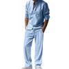 Men's Four Seasons Linen Casual Suit Loose Comfortable Breathable Long Sleeve Pants Suit