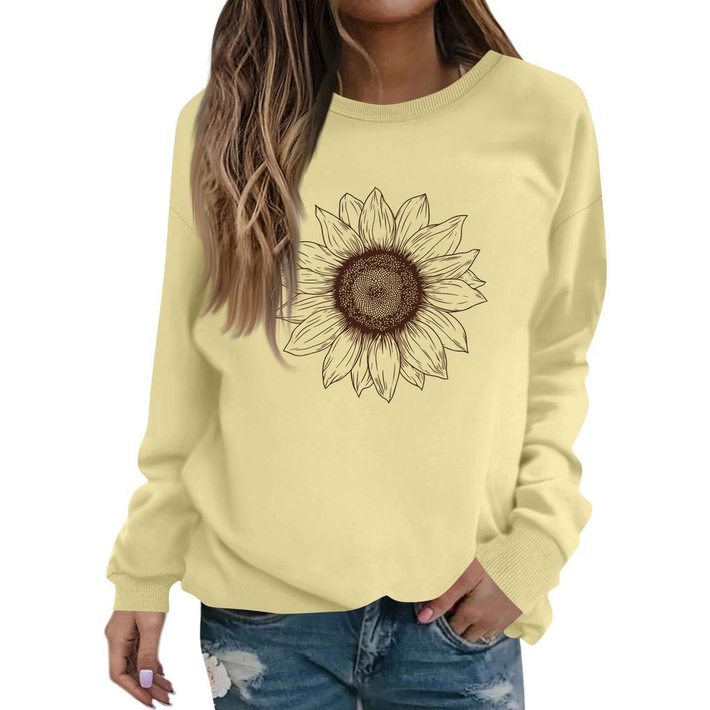 Женская модная повседневная толстовка с длинным рукавом и круглым вырезом с принтом