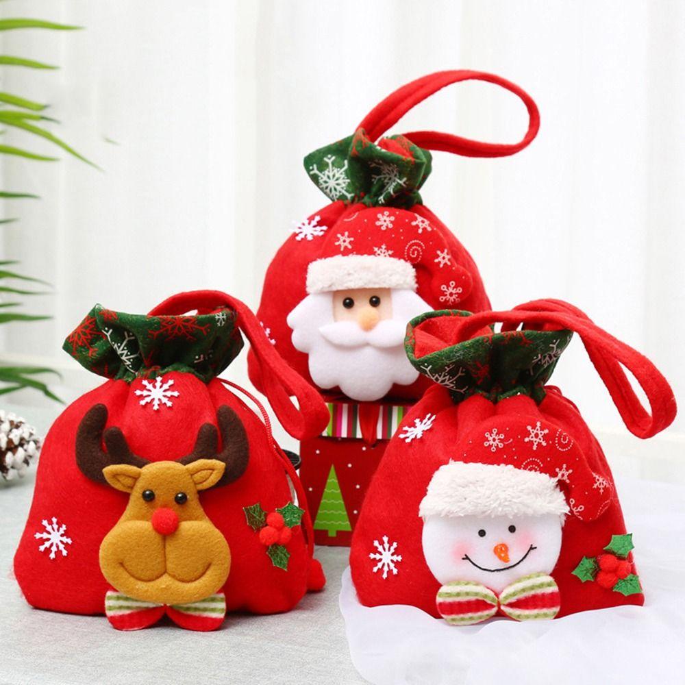 Favor Snowman Santa Claus Gifts Wrapping Pouch Candy Bags Christmas Gift Bag Xmas Drawstring Bags