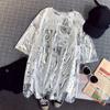 Женская летняя футболка с круглым вырезом и короткими рукавами, свободный тонкий топ в стиле хип-хоп Харадзюку