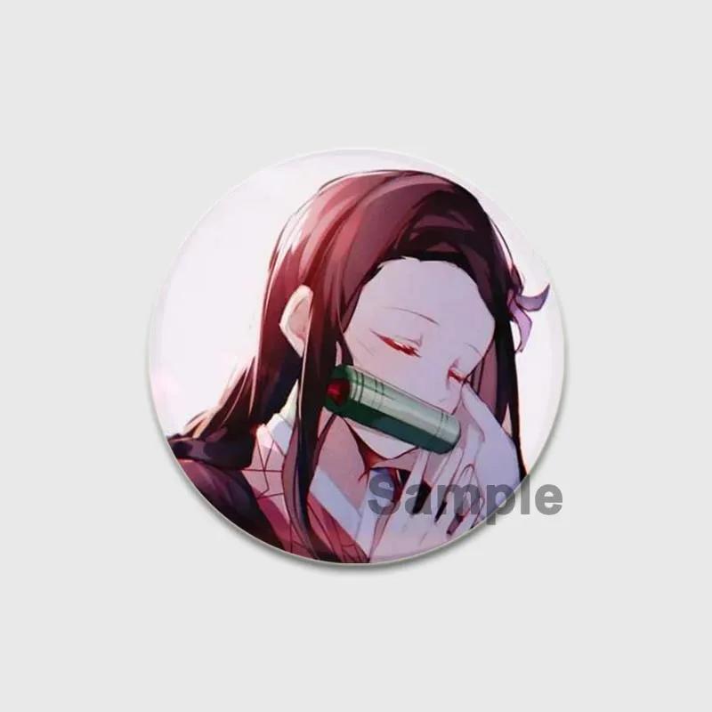 32/44/58mm Round Anime Brooches Kamado Tanjirou Tsuyuri Kanao Hashibira Inosuke Rengoku Kyoujurou Agatsuma Zenitsu Akaza Badge Lapel Pins