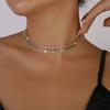 Hollow Out Rhinestones Women Geometric Clavicle Link Chain Choker Necklace Link Choker Neck Jewelry