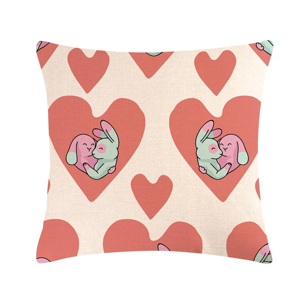 Easter Bunny Linen Pillowcase Home Sofa Cushion Cover
