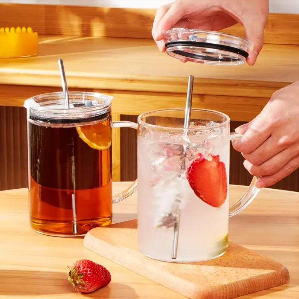 with Lid and Straw Glass Tumbler 1000ml Drinking Glass Drinkware Glass Water Cup  Beer