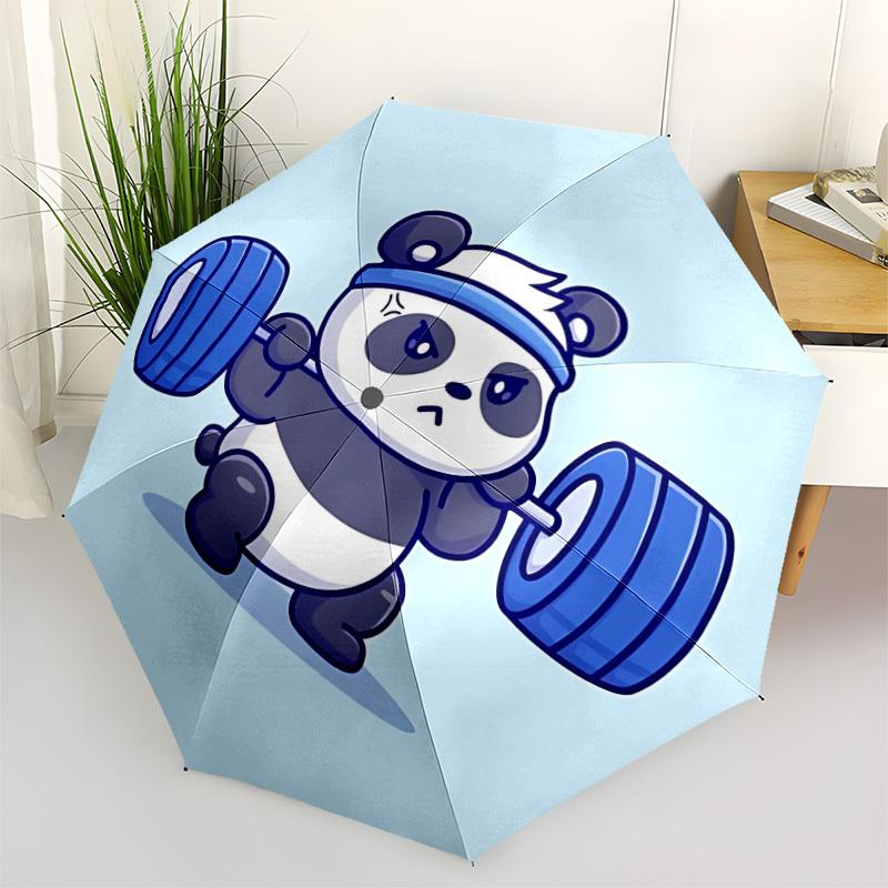 1 шт. Зонт-трость Panda Fitness с автоматическим открытием/закрытием, всесезонный, портативный, складной, для женщин и мужчин, для путешествий, на каждый день, для официальных мероприятий - Компактный, роскошный, от солнца