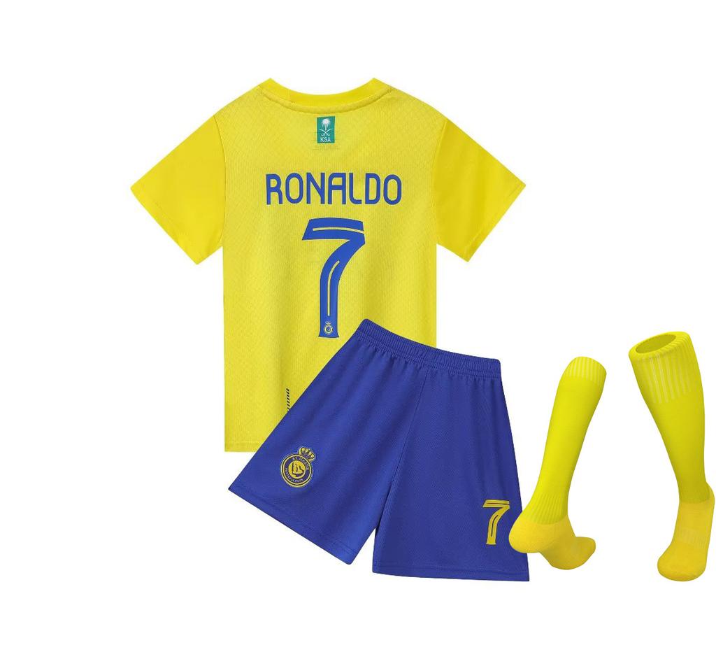 23-24 Riyadh Away Sapphire Blue No. 7 Club Football Jersey Set Children'S Jersey Size 14-30