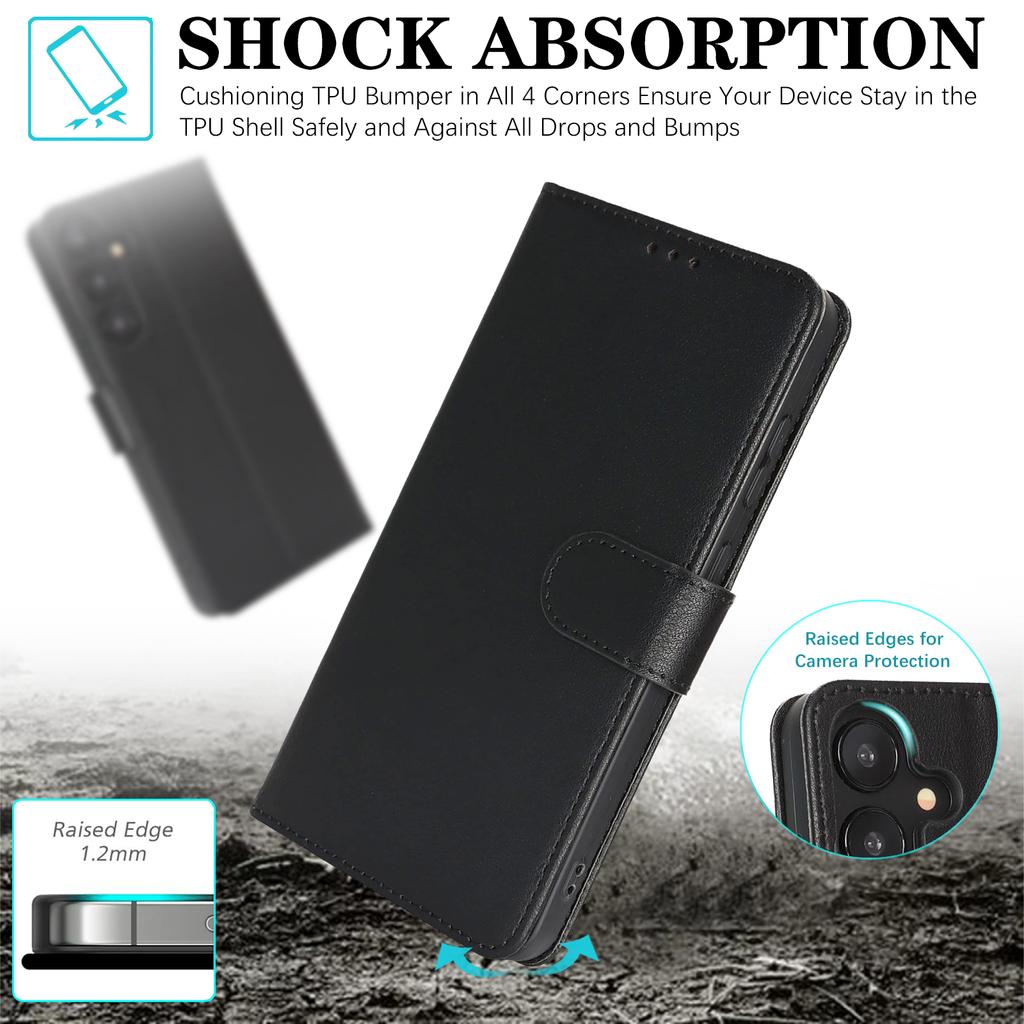 For Samsung Galaxy A36 5G Case RFID Blocking Flip Leather Phone Cover with Wrist Strap