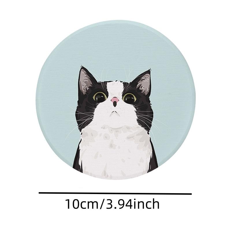 1/2 шт. быстросохнущий жесткий коврик для напитков с рисунком, коврик для чашки чая, антиожоговый коврик для декора стола, коврик для чашки с котом, декор для посуды 10 см