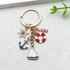 Mini Metal Sailboat Lighthouse Life Buoy Pendant Enamel Anchor Key Holder Backpack Decor Marine Worker'S Souvenir Gift Bag Charm