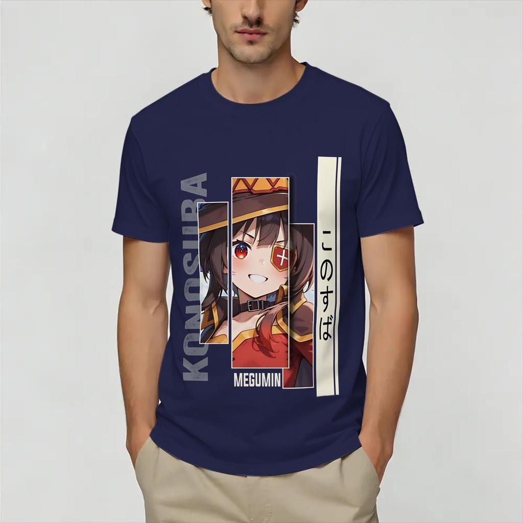 Повседневная футболка Летняя Мегумин KonoSuba Модная футболка из чистого хлопка для унисекс Повседневная Дешевая с принтом Одежда с коротким рукавом