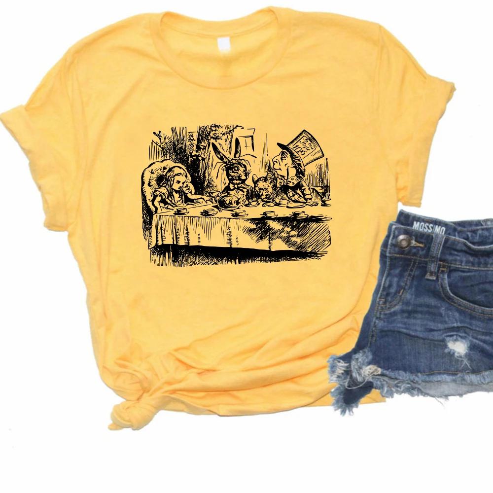 Футболка Alice Wonderland с изображением Безумного Шляпника и винтажной иллюстрацией Милая футболка на день рождения для вечеринки Мамочки, футболка для тети, повседневные топы