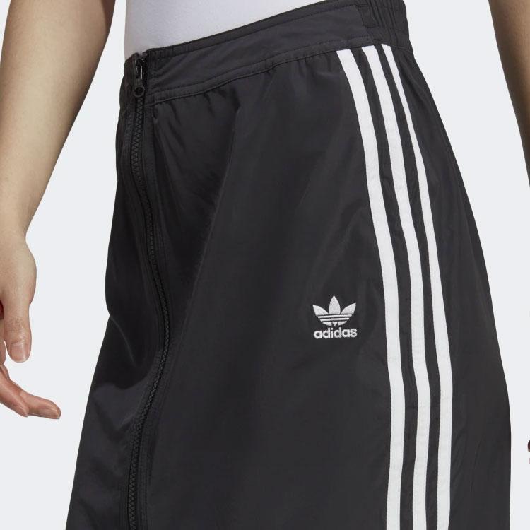 Adidas Юбка миди Originals с вышитым логотипом в полоску и трилистником, женская, низ, черный цвет HM2156