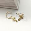 S925 Silver Gold Cross Hoop Earrings 1 Pair P0908W