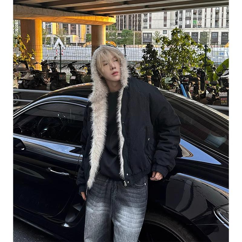 Мужская зимняя хлопковая куртка с капюшоном CleanFit и воротником из искусственного меха - Стиль Zuo Shan Diao High Street