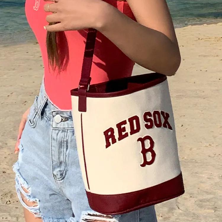 MLB Canvas Bucket Bags Crossbody Bag , Shoulder Bag Regular Unisex Red / White (Unisex) Crossbody Bags