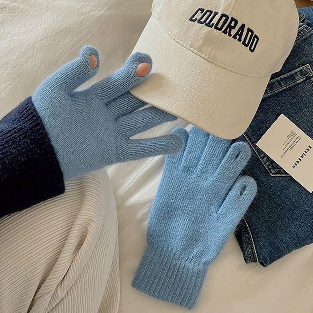 Вязаные перчатки конфетных цветов с сенсорными пальцами для женщин, девушек, девиц