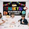 Teacher Appreciation Week Backdrop Banner Thank You Teacher And Staff Background Decoration for Teachers' Day Classroom School Office Decor