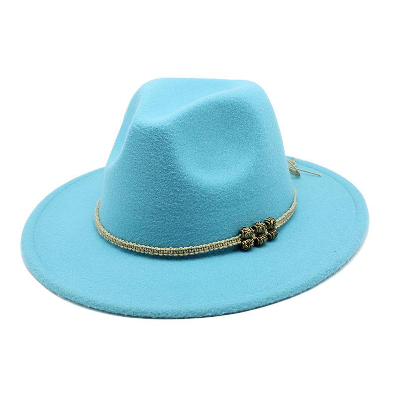 Autumn and winter British style men and women's new jazz woolen hat big eave hat classic fashion woolen hat