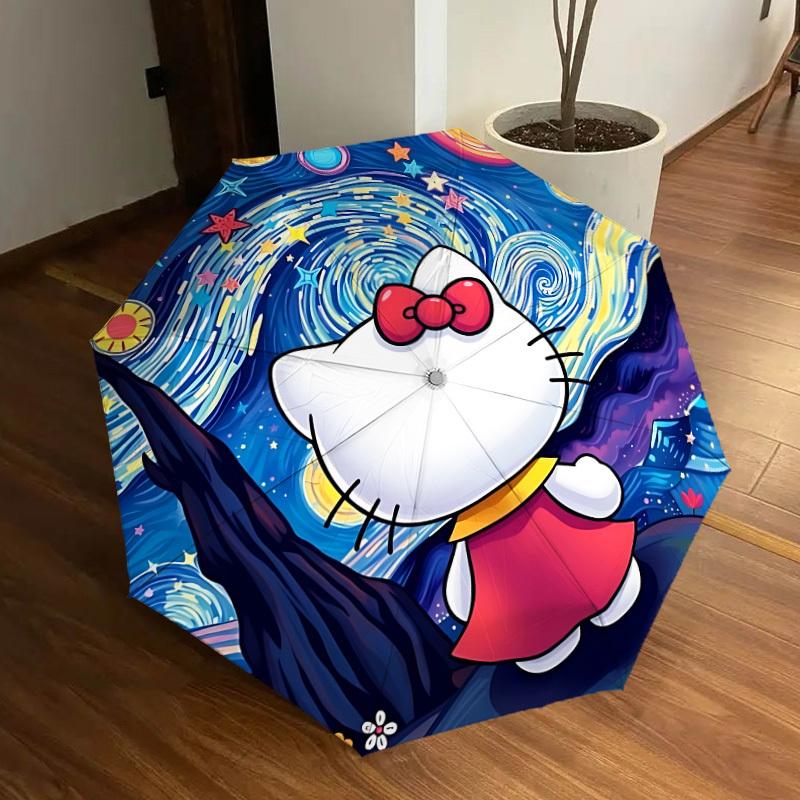1pc Hello Kitty [Automatic Folding Umbrella] Durable Iron Frame & Rod, Portable Folding, All Seasons, Home Travel Outdoor, Makes a Great Holiday Gift