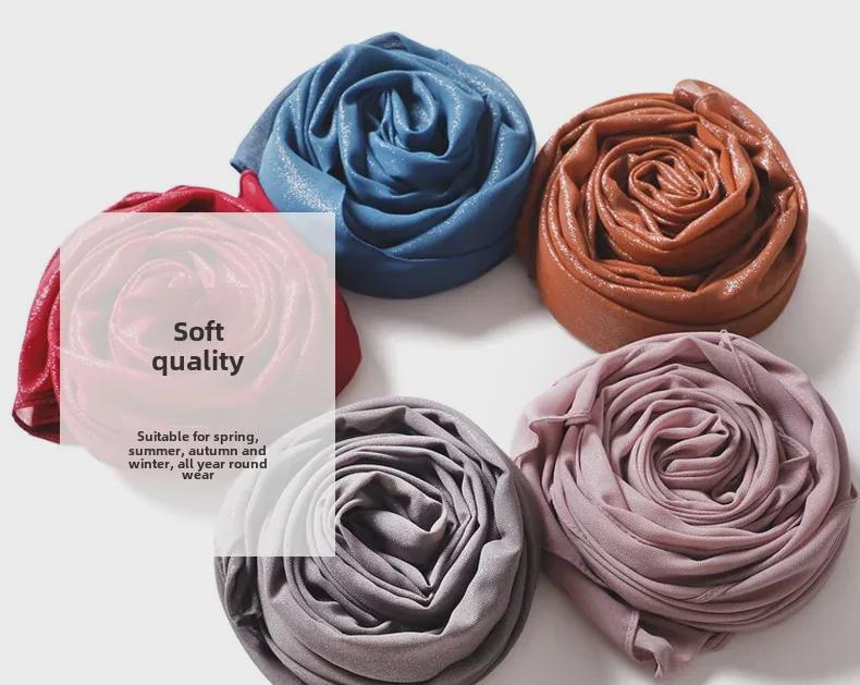 Новый стиль женский серебряный жемчужный шифоновый длинный шарф