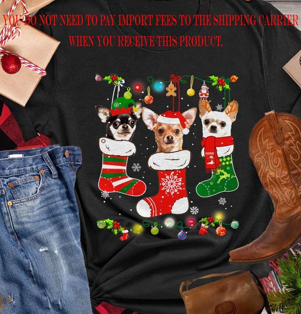 Cute Christmas T-shirt Dogs In The Sock Gift For Dog Lovers BO145 Unisex T-Shirt