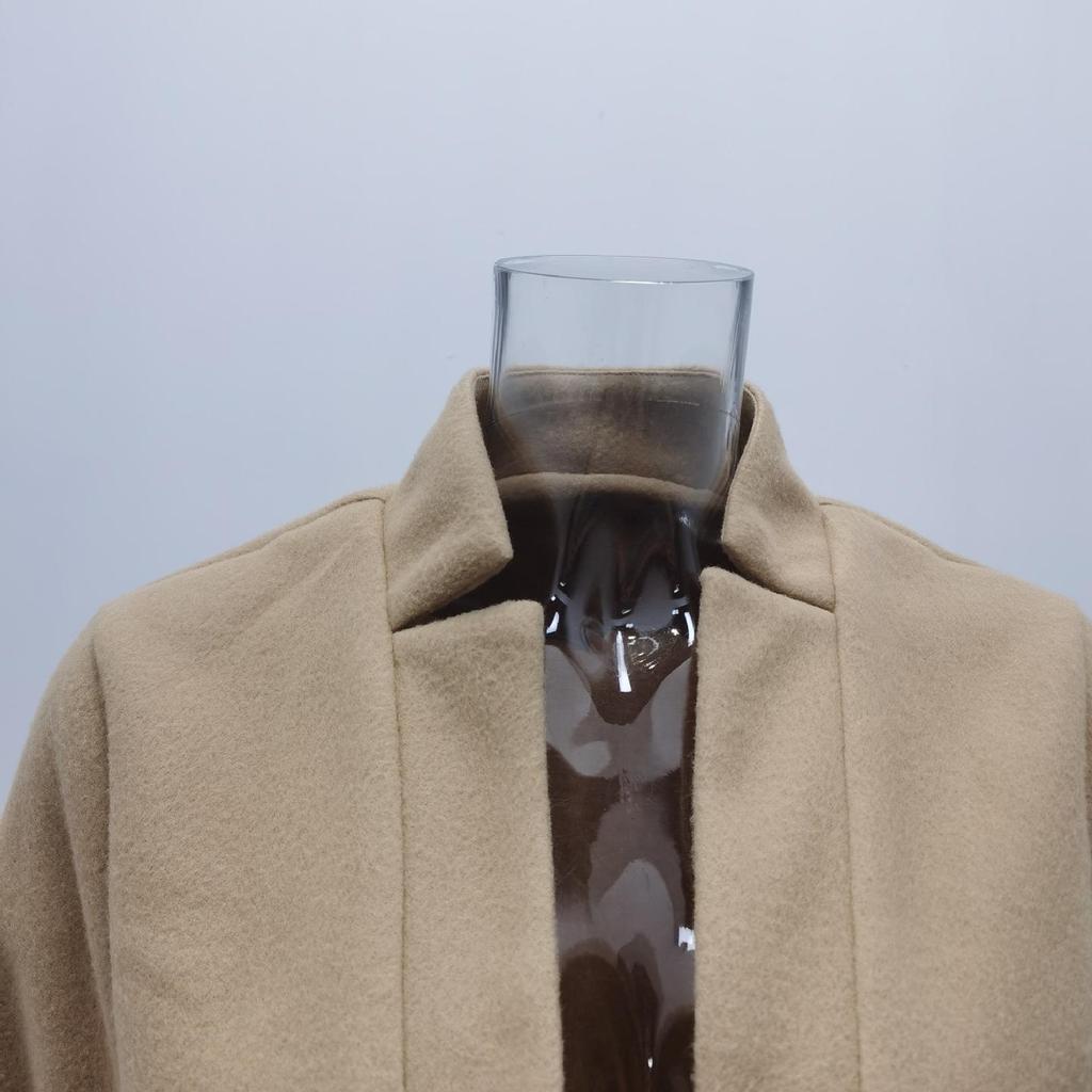 2023 осенне-зимнее пальто, новое европейское и американское модное однотонное шерстяное пальто с воротником-стойкой