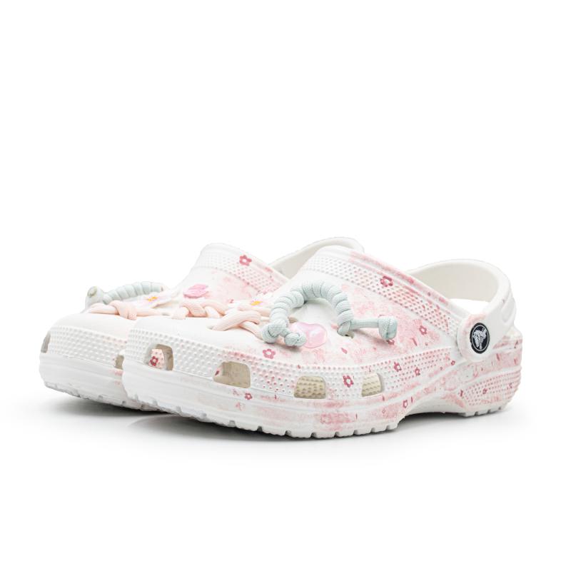Crocs Классические клоги Hanami Love Letter EVA Сладкие Универсальные Туфли с отверстиями Унисекс Белые