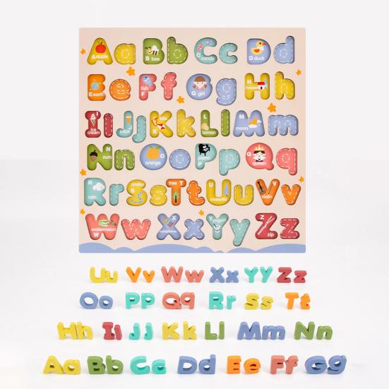 Деревянная алфавитная головоломка для малышей, заглавные строчные буквы, обучение сопоставлению, детский сад, дошкольное раннее образование, азбука, игрушка-головоломка