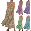Women's Casual Comfortable Floral Print Sleeveless Cotton Pocket Dress