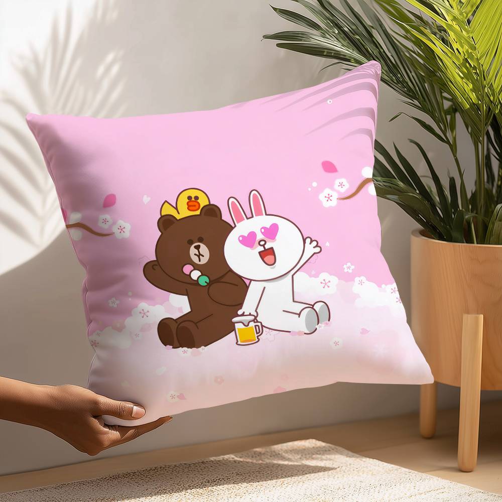 B-Brown И C-CONY Наволочка Плюшевая Ткань Мягкая Наволочка Двусторонняя Печать Чехол для Подушки Бытовые Подарки