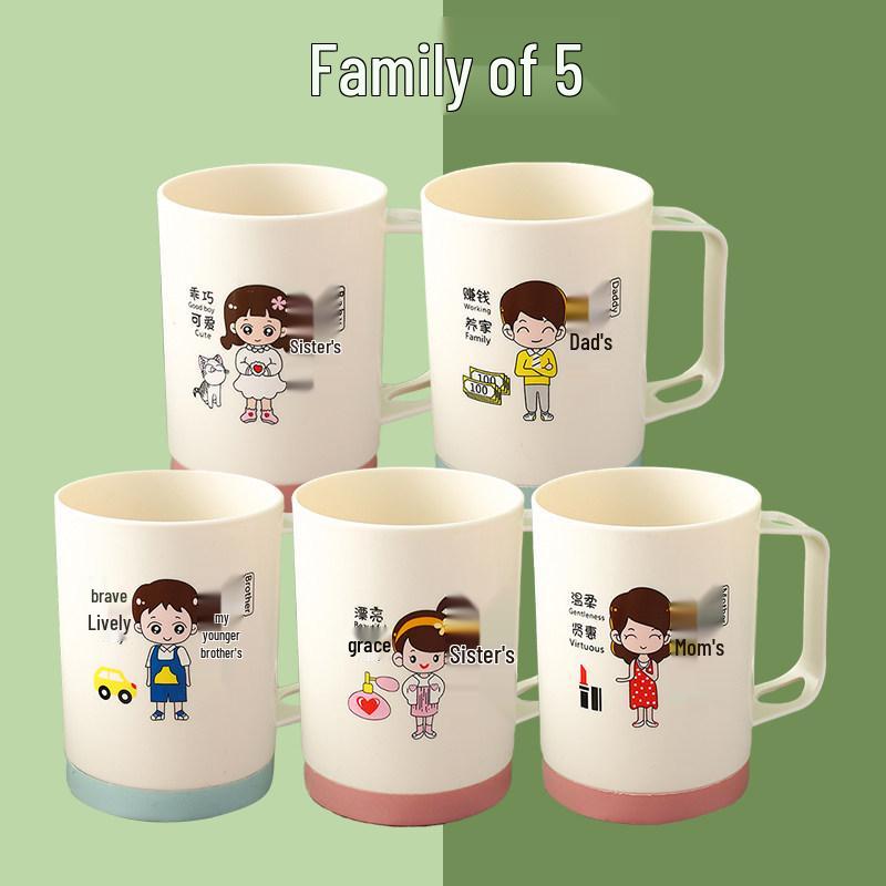 Family Toothbrush Cup Set: Parent-Child, 3-5 Person Oral Hygiene Kit with Mouthwash Cups