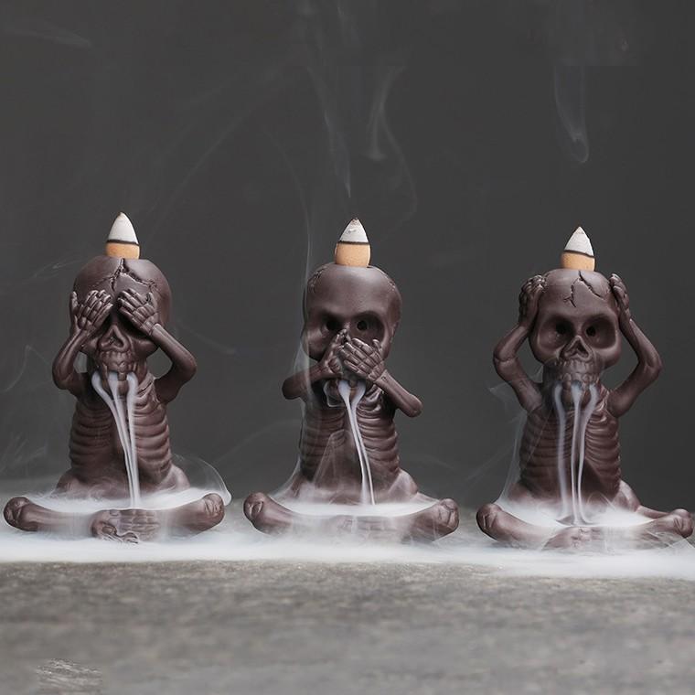 Фиолетовый песок курильница для благовоний Подарки на Хэллоуин Черепа Голова Призрака Обратный поток благовоний Ароматерапия Горелка Украшения