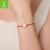 S925 Sterling Silver Lotus Red Rope Bracelet Women'S Exquisite Three-Dimensional Flower Lucky Bracelet Bracelet Jewelry