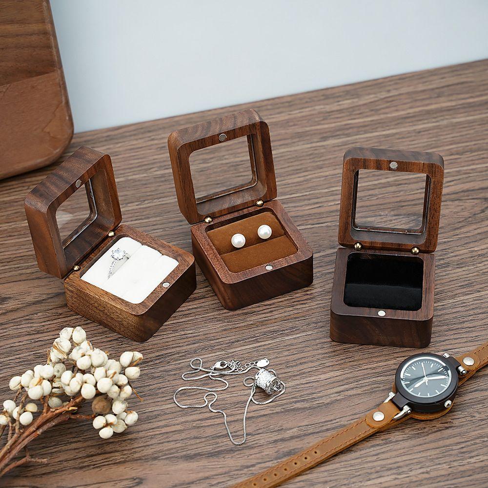 Engagement Ceremony Earrings Organizer Wooden Storage Box Ring Box Presentation Box Ring Bearer Box