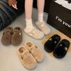 Универсальные туфли на толстой подошве, пушистые туфли, одинарные туфли, женские 2025, осень и зима, новая верхняя одежда, маленькие плюшевые туфли с сумкой на одном ремешке, женские