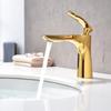 Золотой хромированный смеситель для ванной комнаты, смеситель для раковины с горячей и холодной водой, латунные смесители для раковины с одним отверстием, монтируемый на палубе, одинарный смеситель
