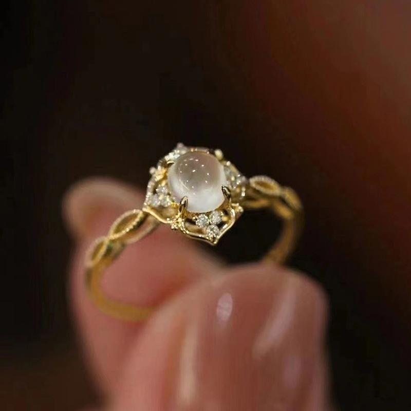 Эстетичные женские обручальные кольца с имитацией лунного камня, женские аксессуары нового дизайна, модные украшения для вечеринки в честь годовщины